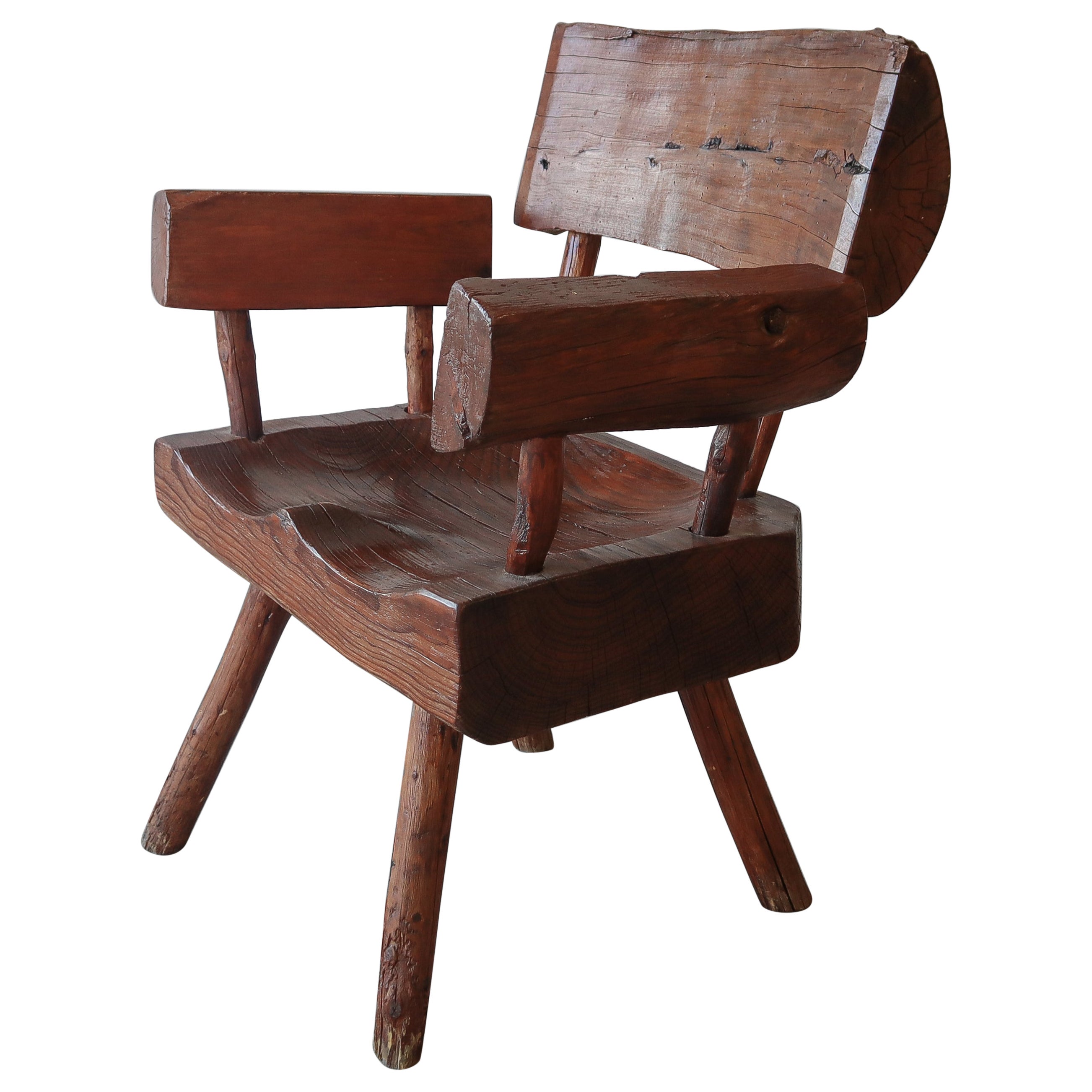 Mexican Sabino Wood Live Edge Wood Chair For Sale