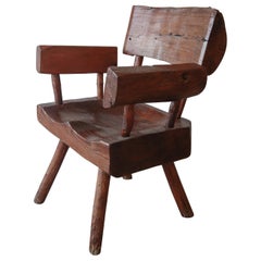 Vintage Wabisabi Primitive Live Edge Wood Chair