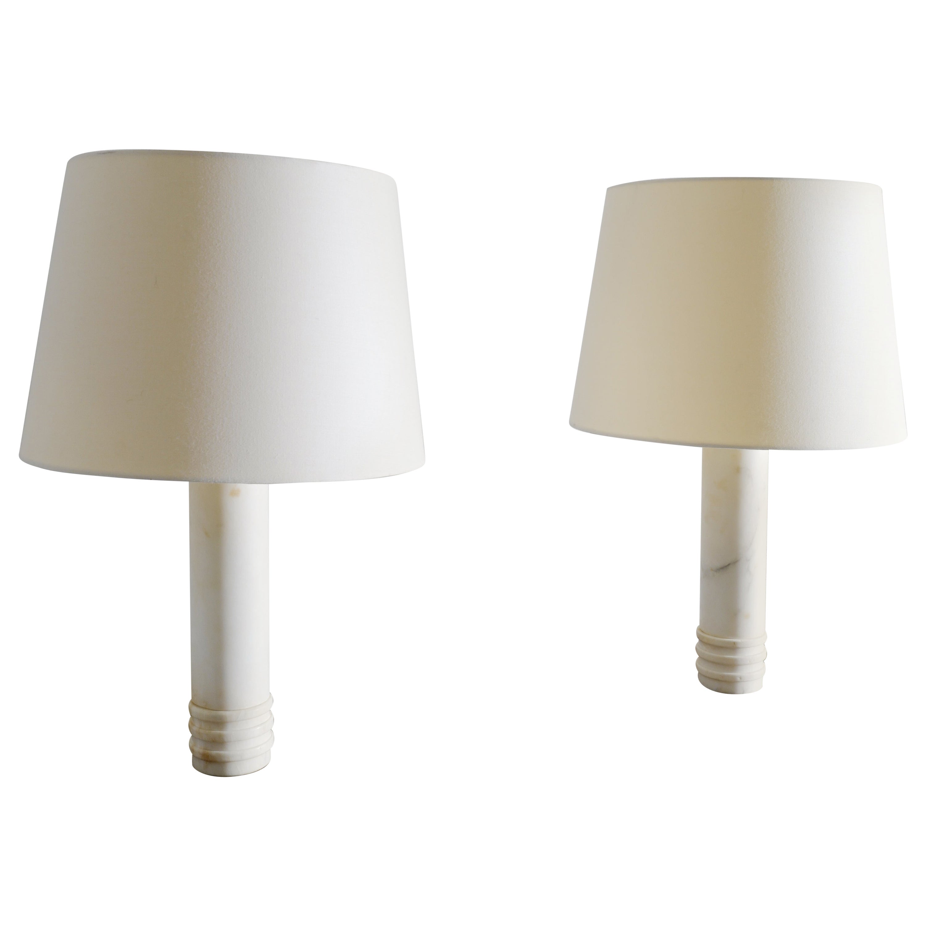 Swedish Mid Century Table Desk Lamps in Marble Model "B-09" by Bergboms, 1960s 