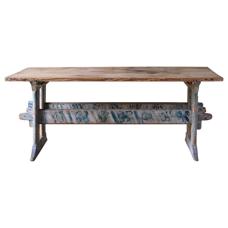 Exceptional Early 19th Century Swedish Trestle Table For Sale