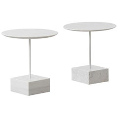 Pair of Sottsass Primavera marble tables, Ultima Edizione, Italy, 1980