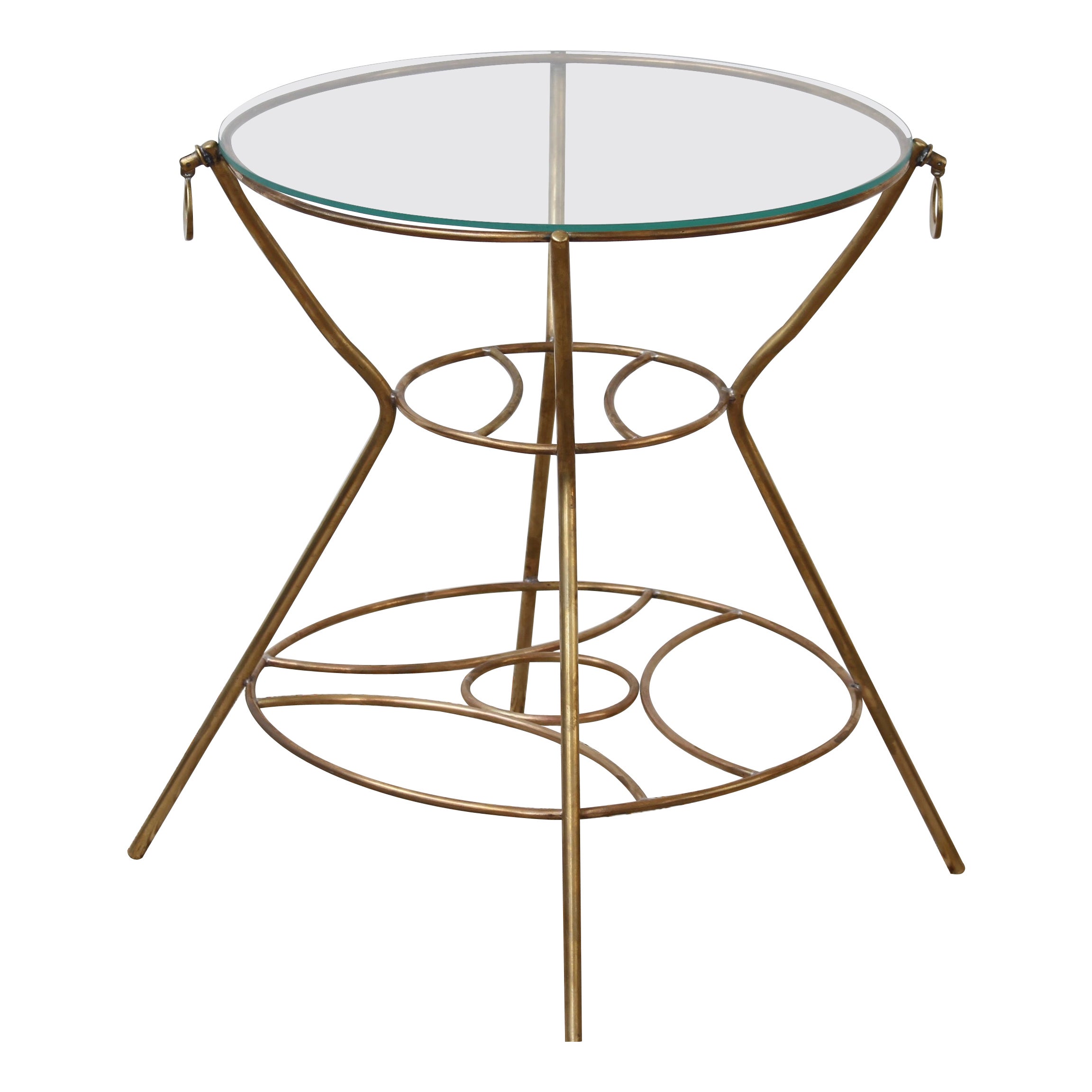 Vintage Italian Side Table with Brass Legs and Glass Top 'circa 1960s'