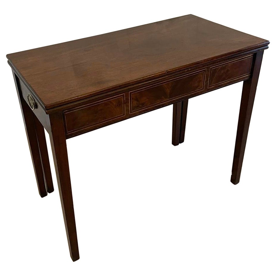 Antique George III Quality Mahogany Inlaid Tea Table For Sale