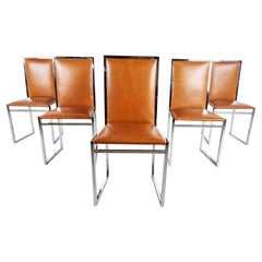 Burl Wood Dining Chairs by Willy Rizzo Set of 6, 1970s