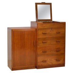 1930's Anglo Indian Camphor Wood Compact Wardrobe Chest of Drawers Vanity