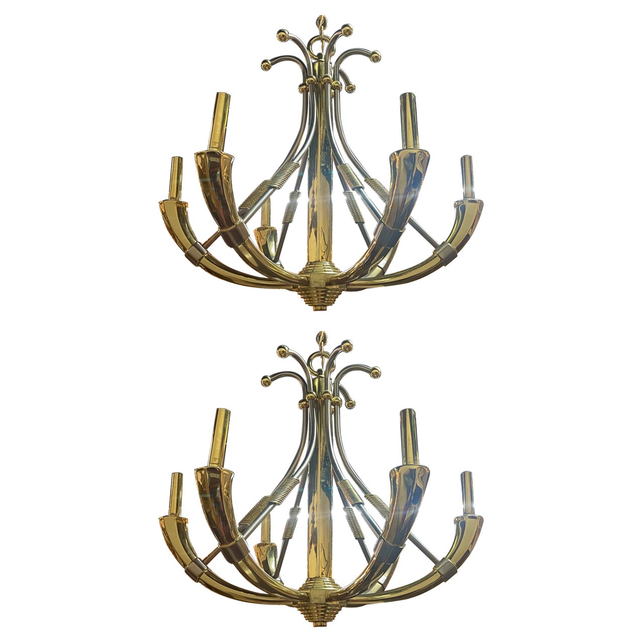 Pair of French Mid-Century Jansen Chandeliers For Sale