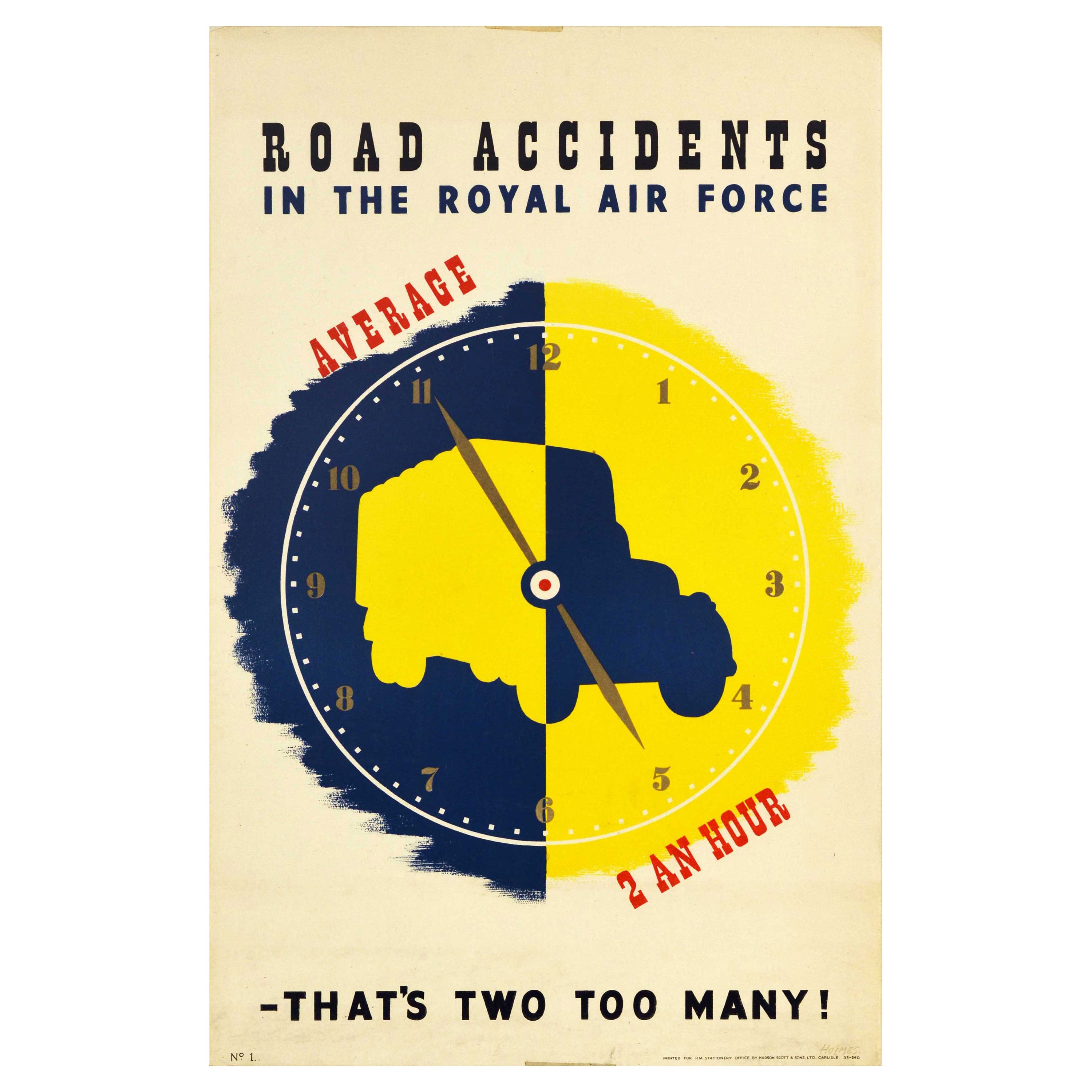 Original Vintage Road Safety Poster Road Accidents Royal Air Force RAF Military