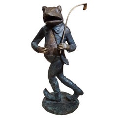 Vintage Large 20th Century Bronze Sculpture of Frog Dressed in 19th Century Golf Outfit