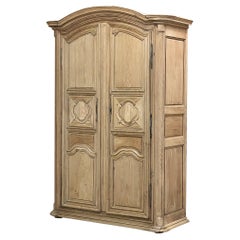 Retro 18th Century Country French Louis XIII Armoire in Stripped Oak