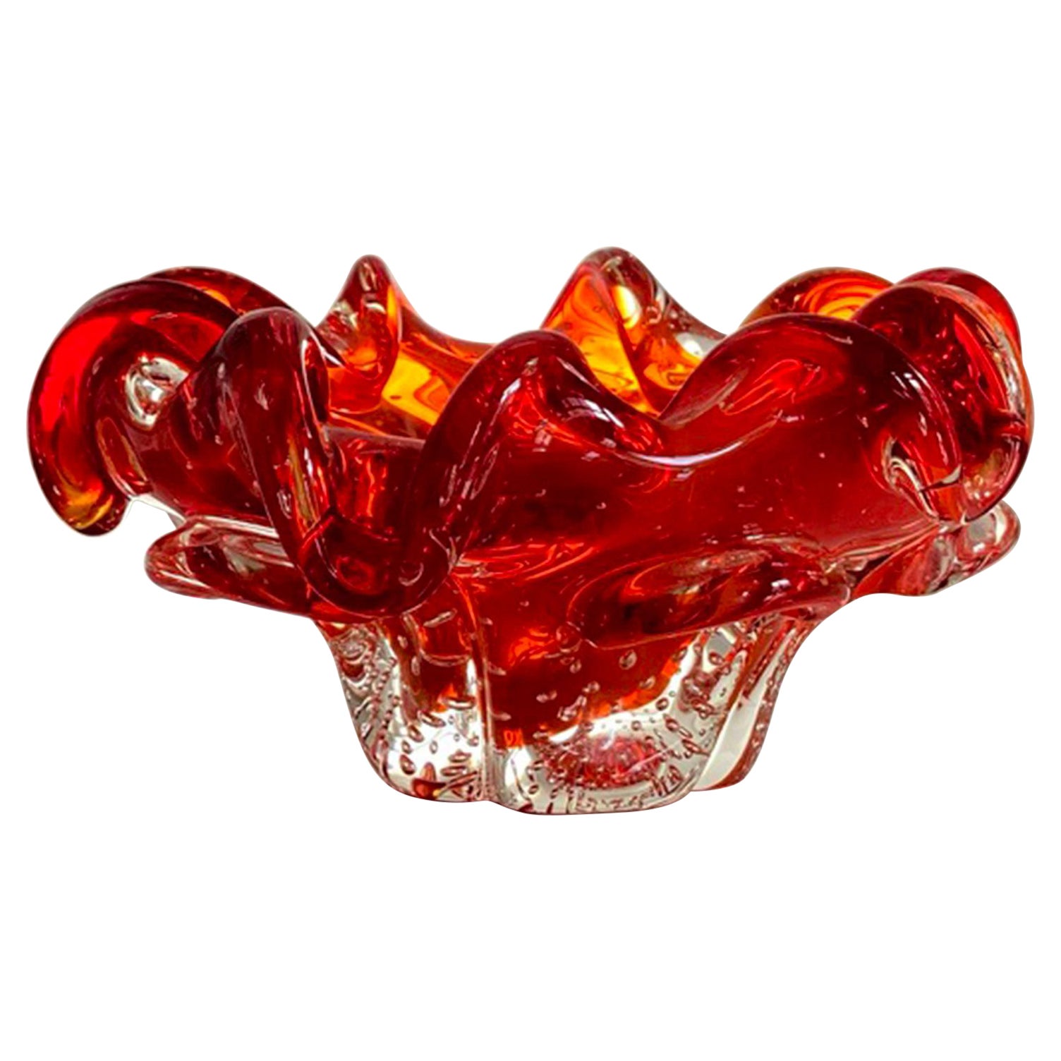besluiten overspringen Resoneer Red and Translucent Murano Glass Bowl, Italy, 1950s For Sale at 1stDibs | murano  bowls italy, red murano glass bowl, red glass bowl