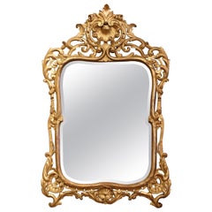 Mid-19th Century French Louis XV Carved Giltwood Wall Mirror from Provence