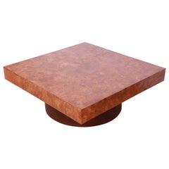 Milo Baughman Mid-Century Modern Burl Wood Coffee Table, 1970s