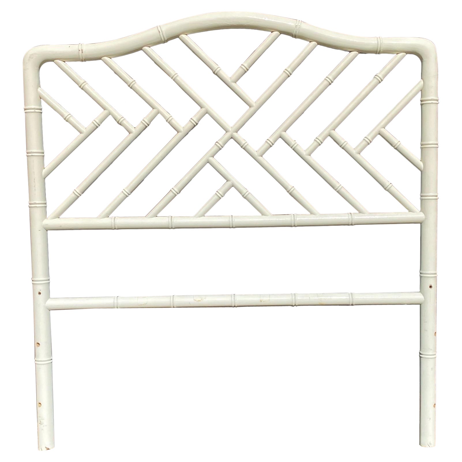 Midcentury, Vintage, Bamboo Headboard, White Lacquered, circa 1960s For Sale