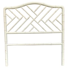 Midcentury, Vintage, Bamboo Headboard, White Lacquered, circa 1960s