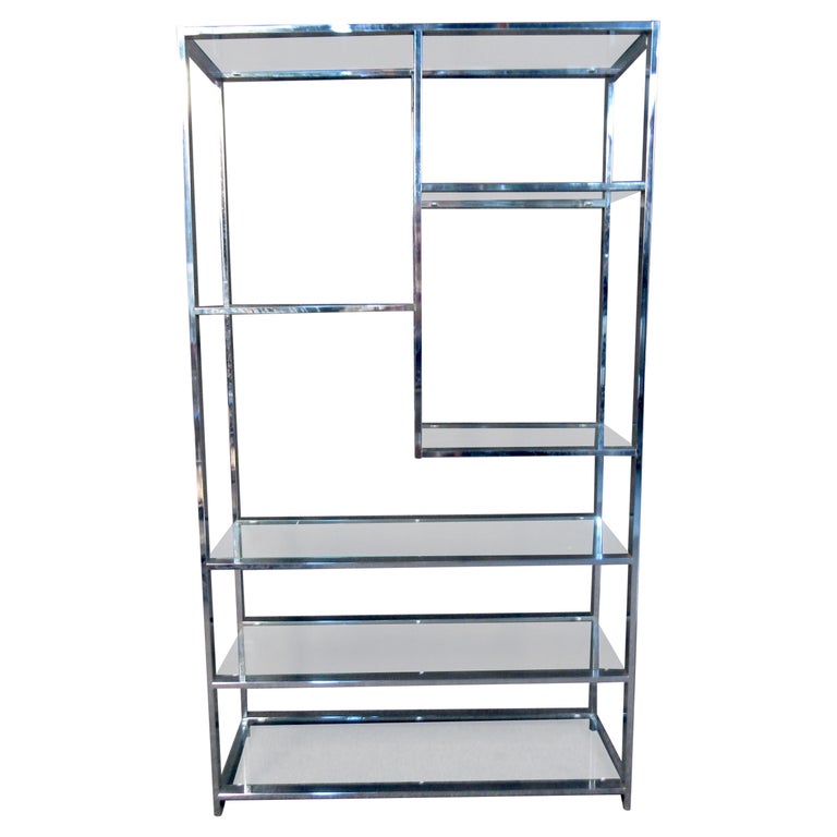 Chrome and Glass Etagere by Milo Baughman For Sale