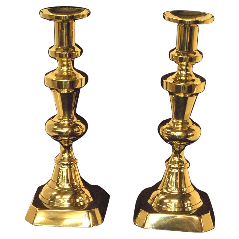 Pair of English Victorian Brass Candlesticks