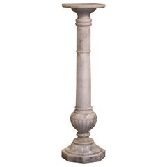Mid-19th Century French Napoleon III Carved Marble Column Table with Swivel Top