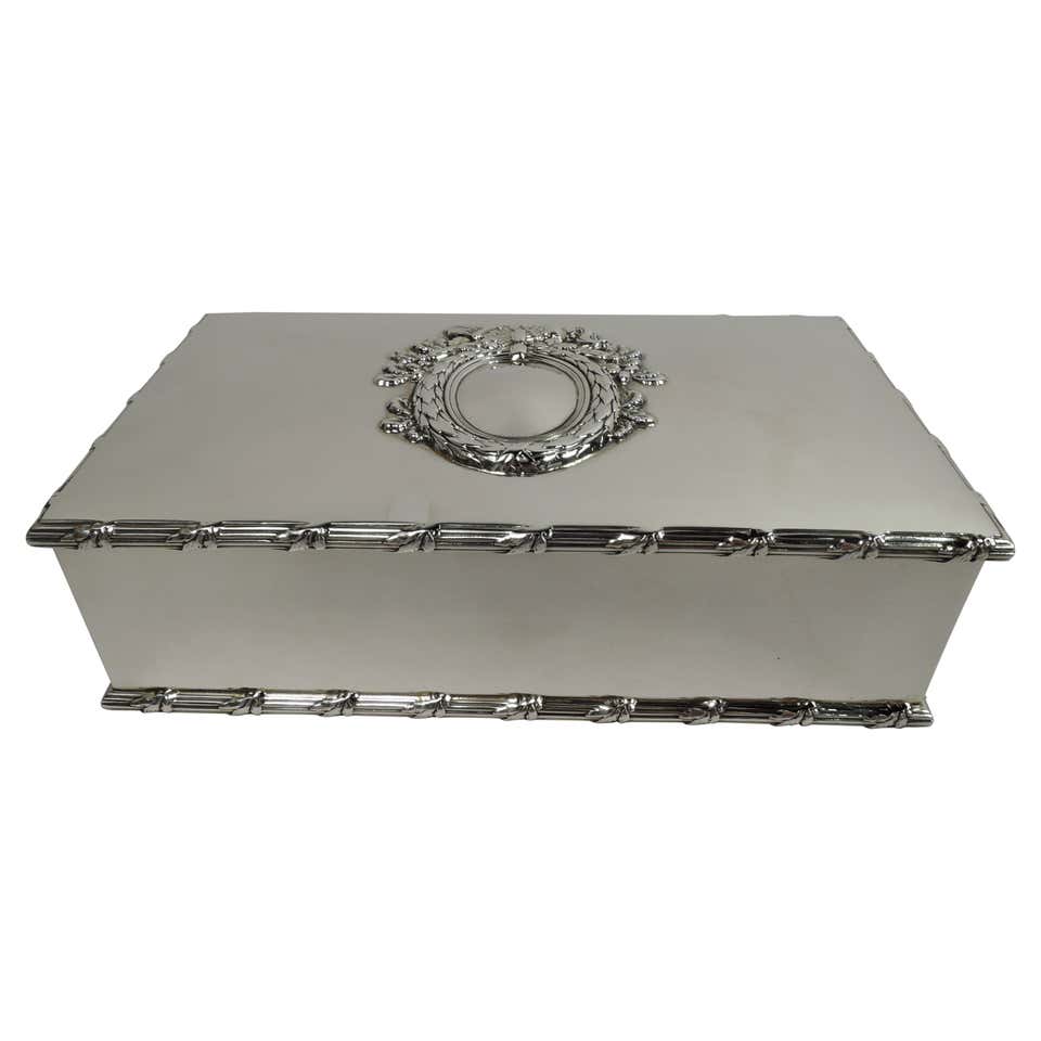 Large Victorian Sterling Silver Heart-Form Jewelry Box with Hinged Lid ...