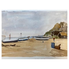 Vintage Dunwich Beach Suffolk Signed Original British Watercolour Painting