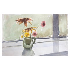 Vintage Vase of Flowers, Original British Watercolour Painting