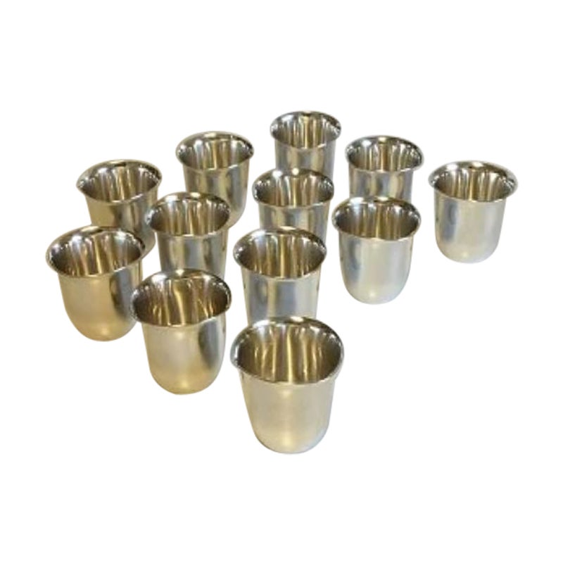 Kay Bojesen Sterling Silver Set of 12 Whiskey Cups For Sale