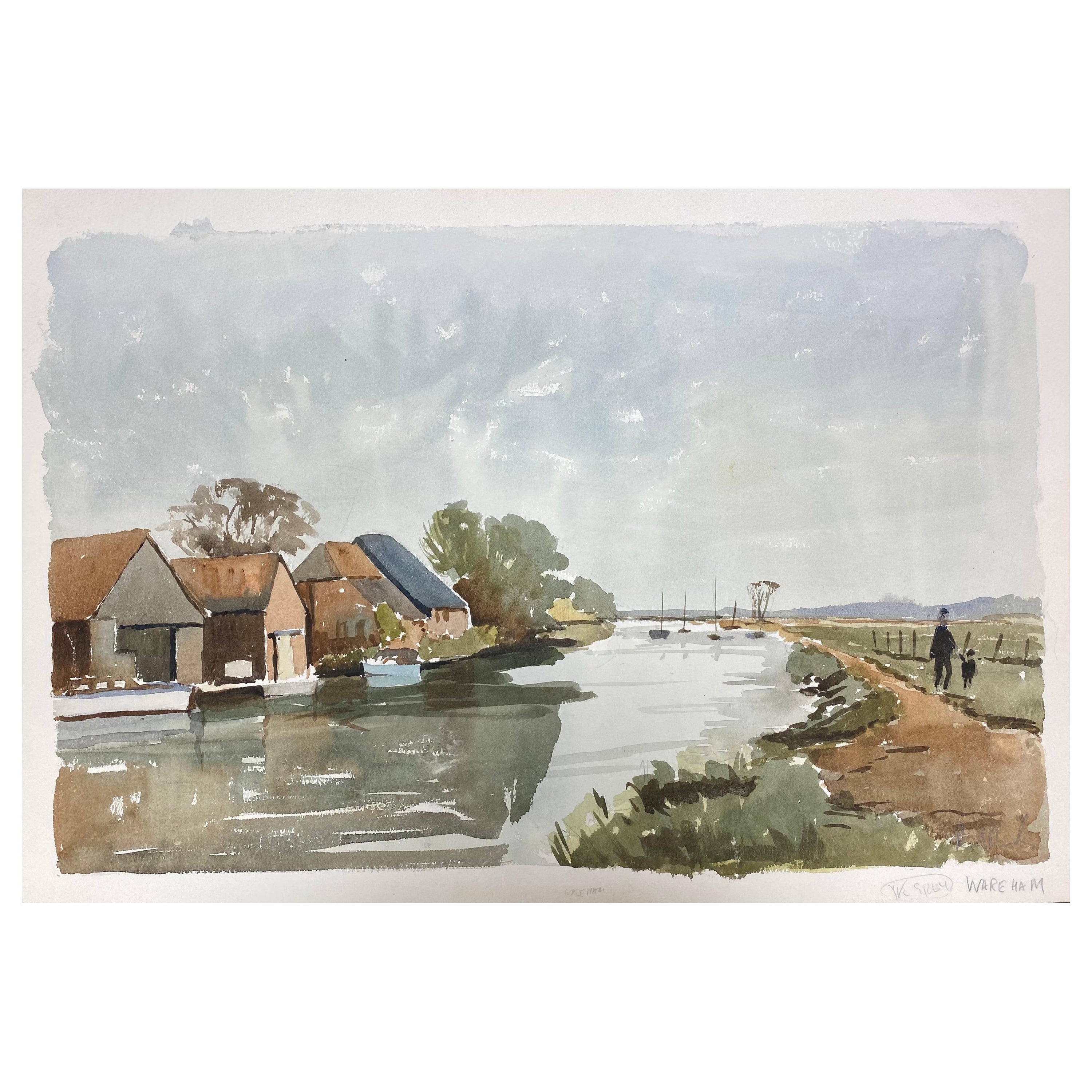 WareHam Sea Scene, Signed Original British Watercolour Painting For Sale