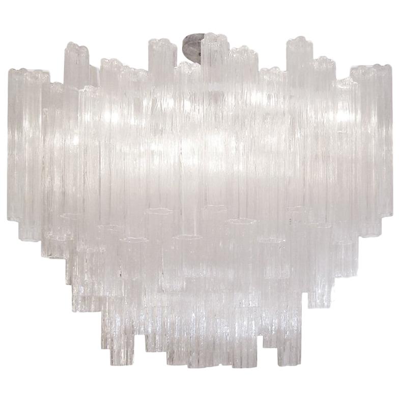 Venini Large Clear Glass Chandelier For Sale