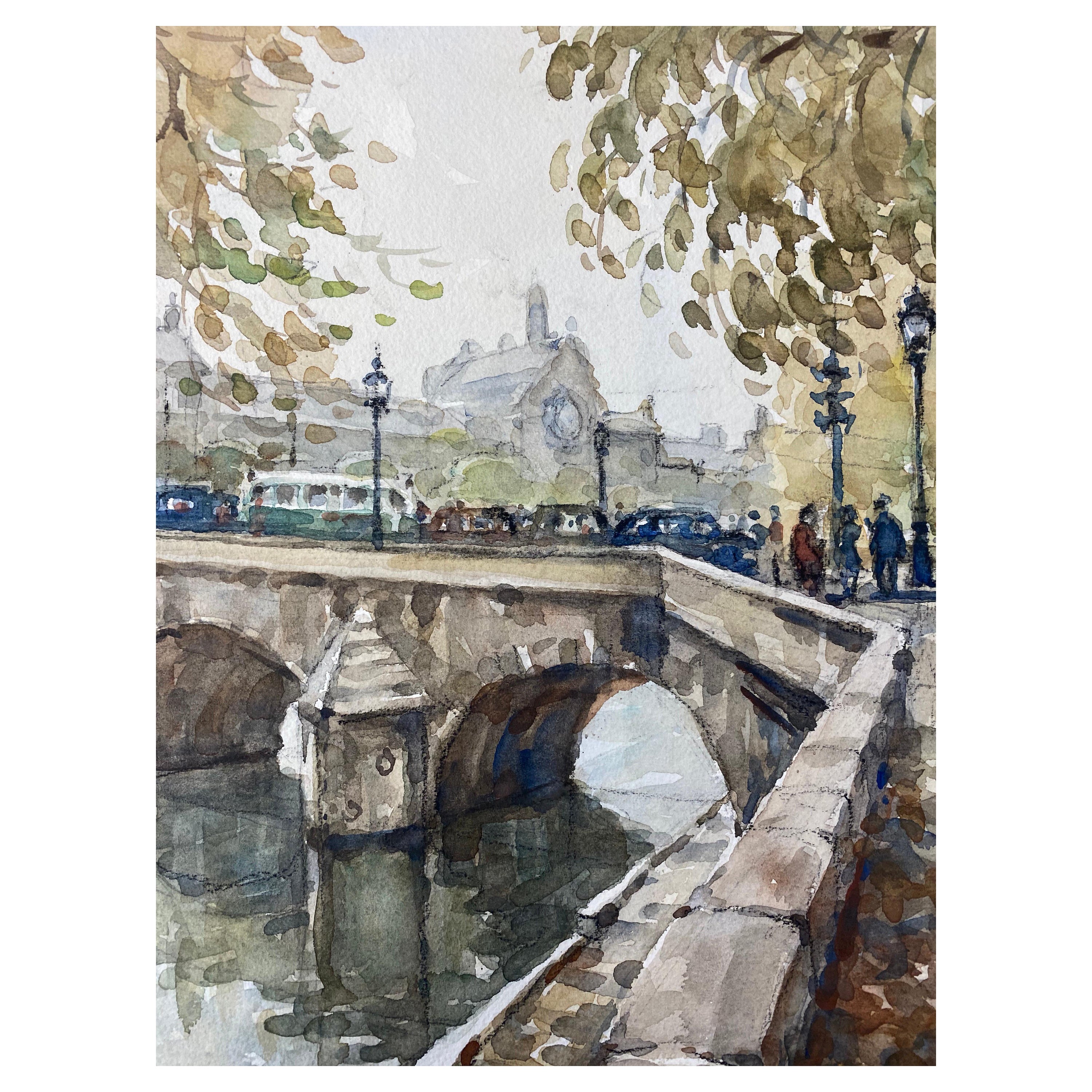 Ecole de Paris, Mid-20th Century, Parisian Scene River Seine Pont For Sale
