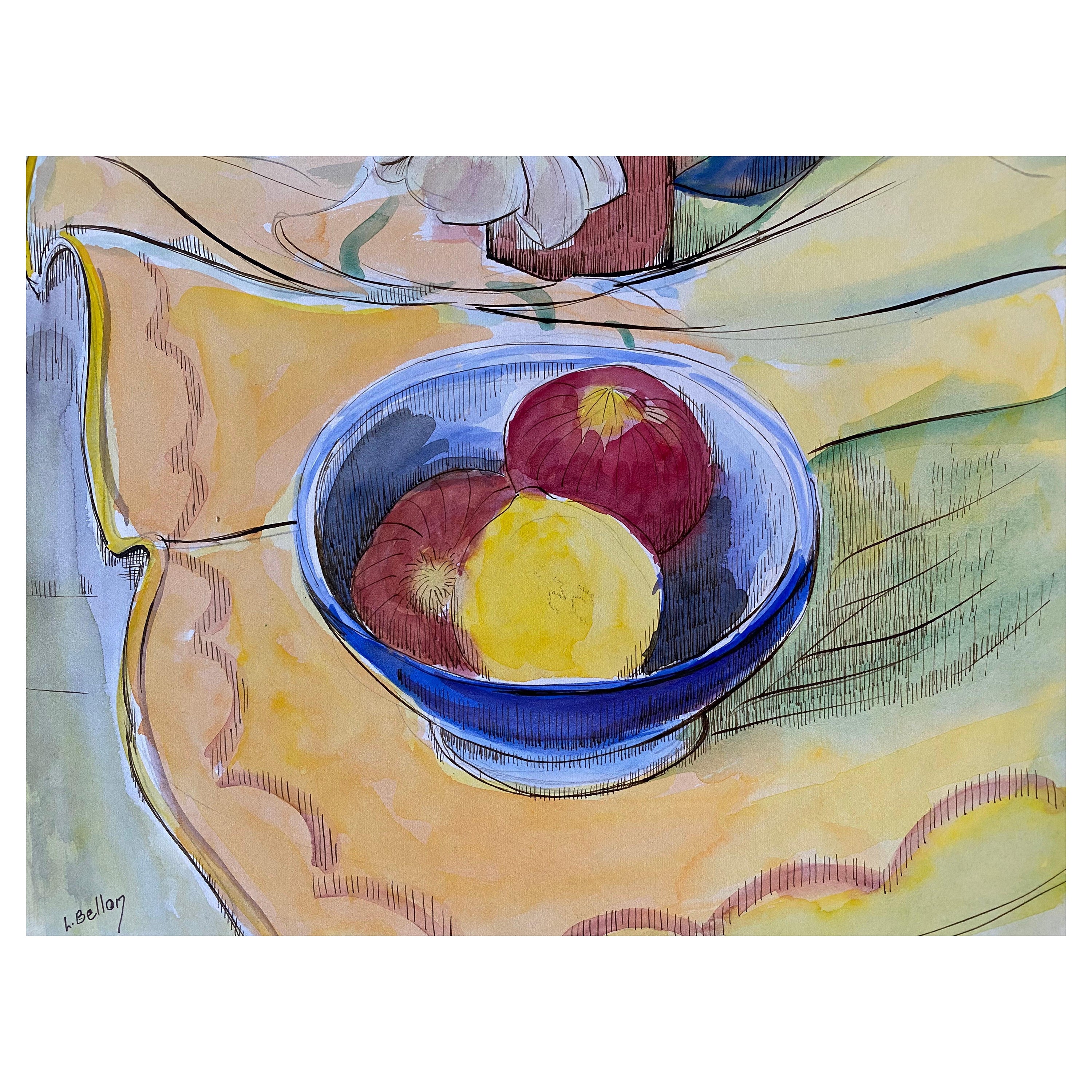 1940's French Fruit Still Life, Post Impressionist Artist For Sale