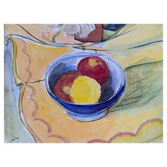 Französisches Obststillleben aus den 1940er Jahren, Künstler postimpressionistischer Stil