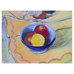 Nature morte de fruits français des années 1940, artiste post-impressionniste