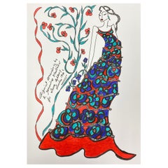 Disegno di moda originale Illustrazione ad acquerello Laura Ashley Designer