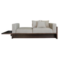 Contemporary Modern Chaplin Sofa in White Fabric & Dark Oak by Collector Studio