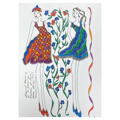 Disegno di moda originale Illustrazione ad acquerello Laura Ashley Designer