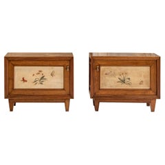 Pair of Hand Painted Parchment Cabinets Attributed to Osvald Borsani
