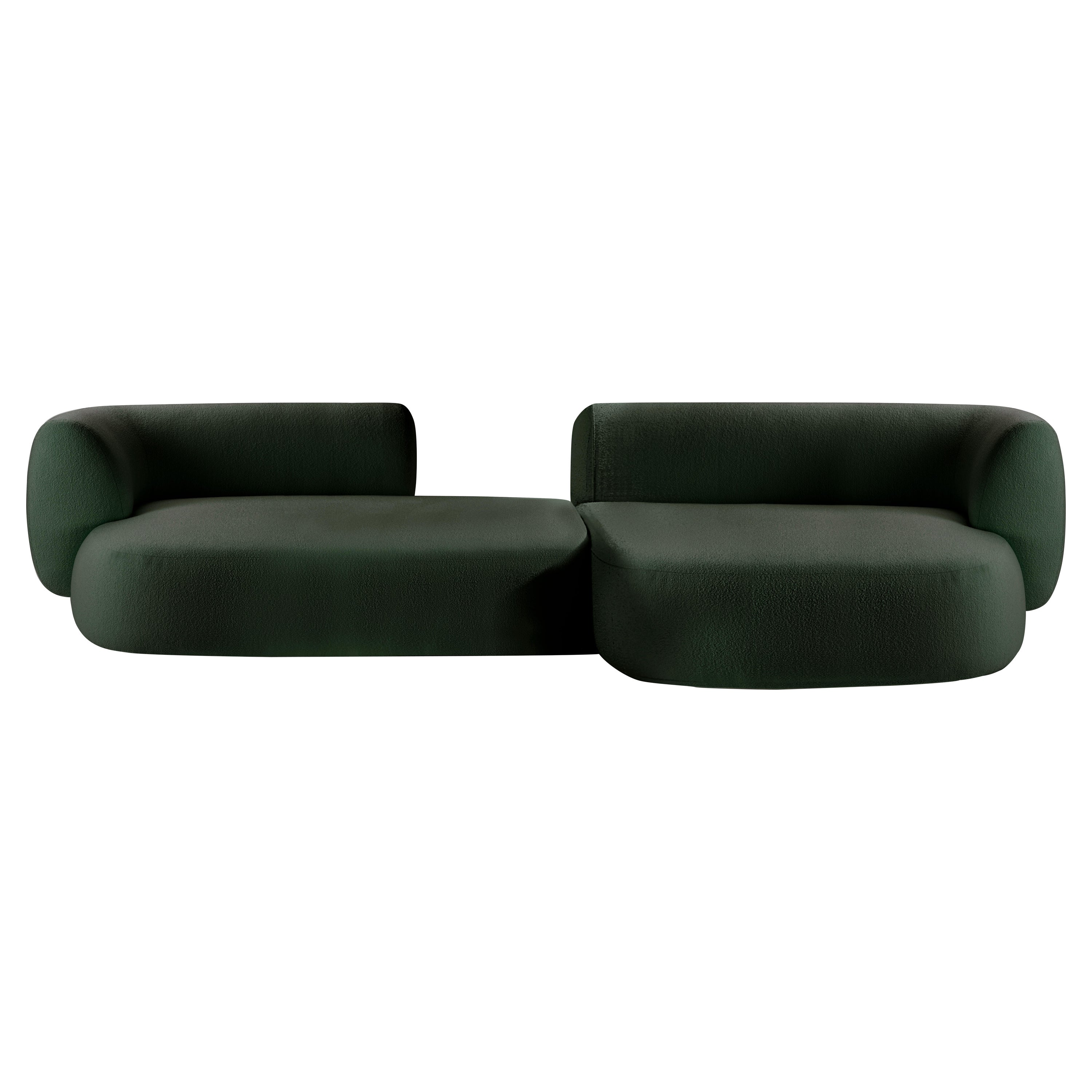 Contemporary Modern Hug Modular Sofa in Boucle Forest Fabric by Collector Studio For Sale