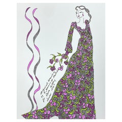 Original Original-Modedesign- Illustration, Aquarellmalerei Laura Ashley Designer