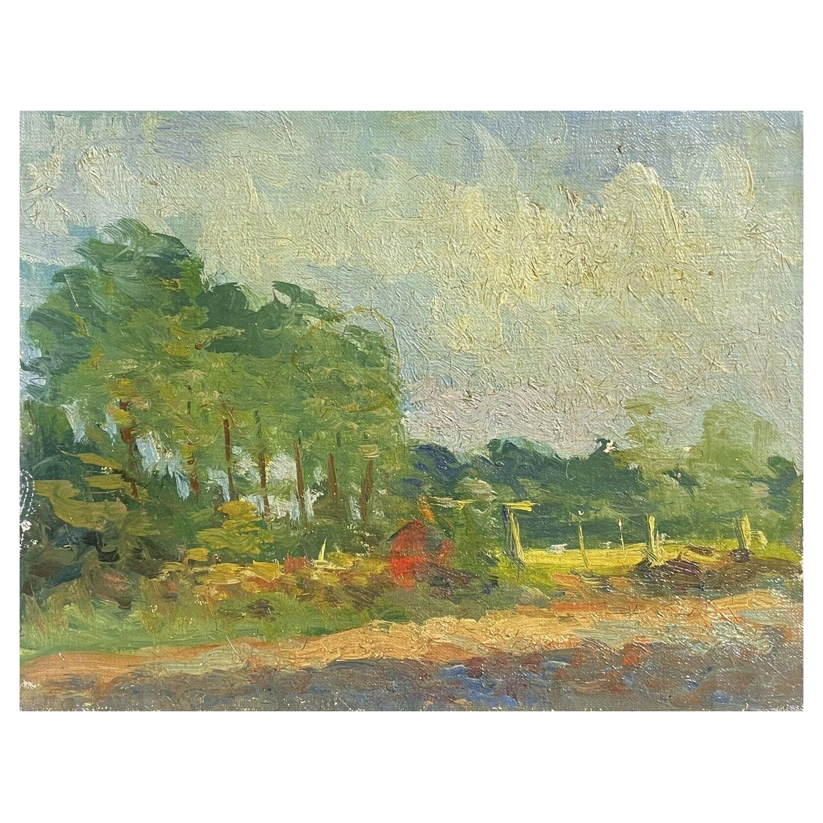 Maurice Mazeilie French Impressionist Oil- Golden Light Woodland Field For Sale