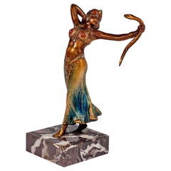 Antique Viennese Bronze, Oriental Dancer with Snake, by Bergmann, Around 1910