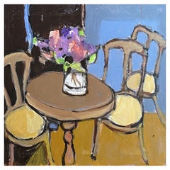Rene Leroy, French Contemporary Modernist Painting Interior Room Still Life