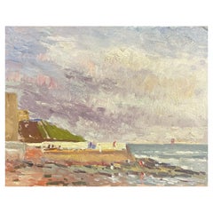 Vintage Maurice Mazeilie, French Impressionist Oil Ocean Beach Coastal View