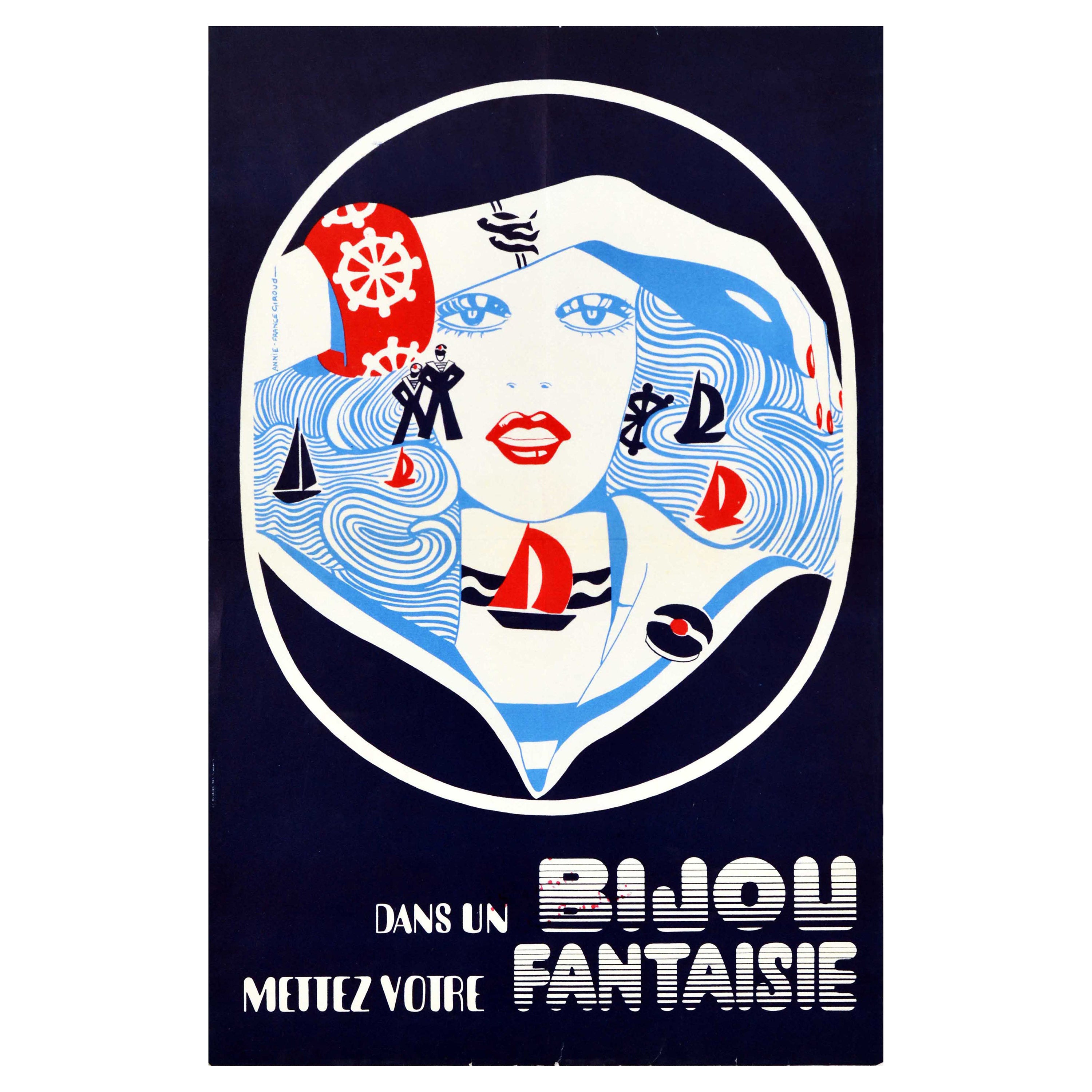 Original Vintage Poster Bijou Fantaisie Fantasy Fashion Jewellery Sailor Design For Sale