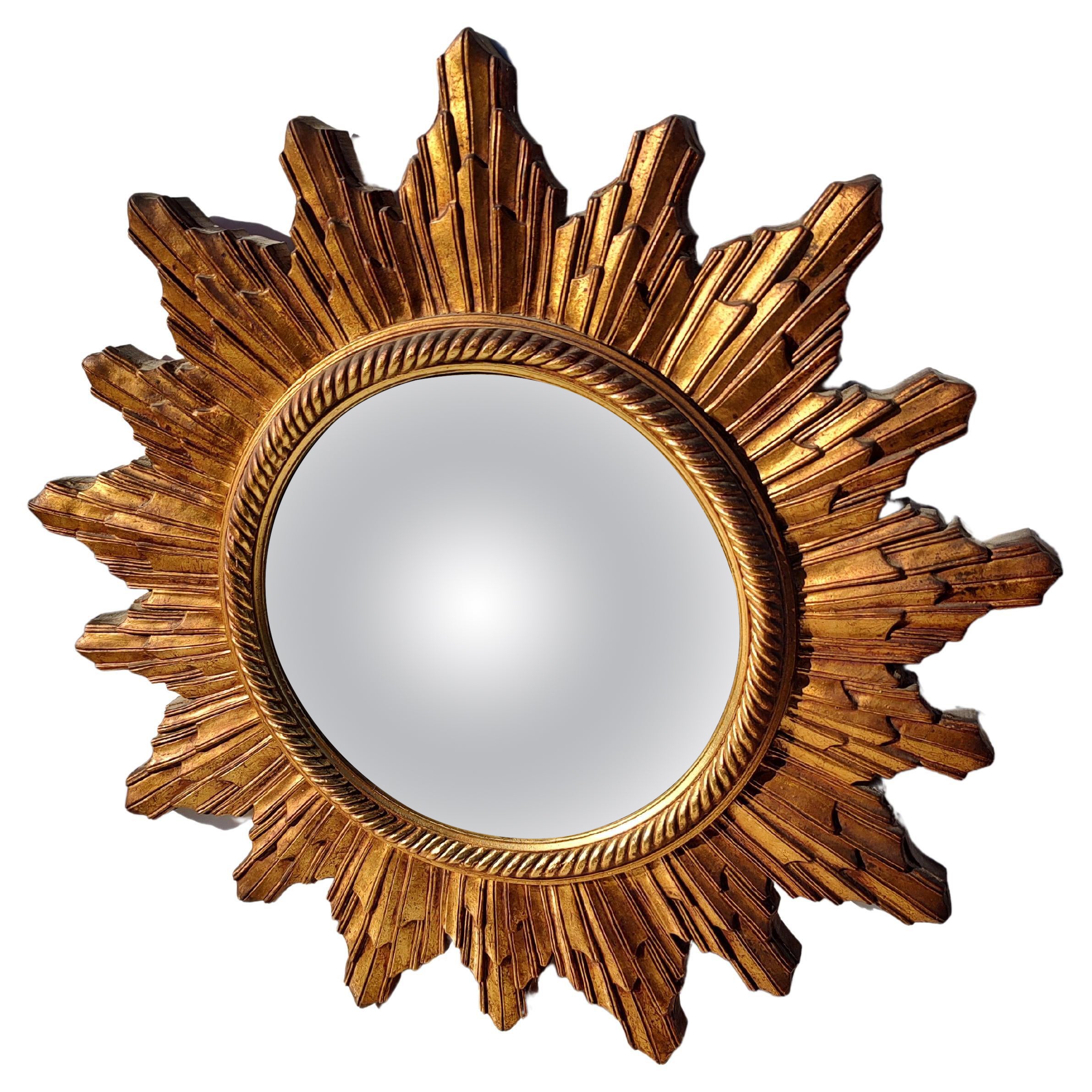 MidCentury Modern Hollywood Regency Sunburst Starburst convex wall Mirror at 1stDibs