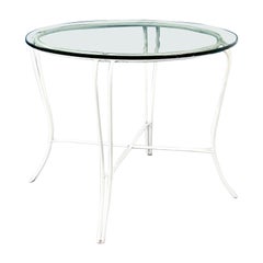 Italian Mid-Century Garden Table in White Wrought Iron and Glass, 1960s