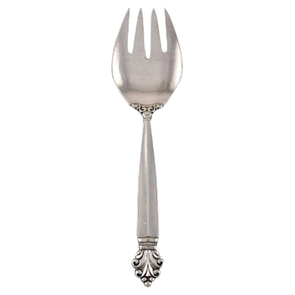 Tenedor de ensalada grande Georg Jensen de acanto en plata de ley