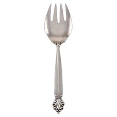 Vintage Large Georg Jensen Acanthus Salad Fork in Sterling Silver