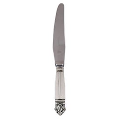 Vintage Georg Jensen Acanthus Dinner Knife in Sterling Silver and Stainless Steel