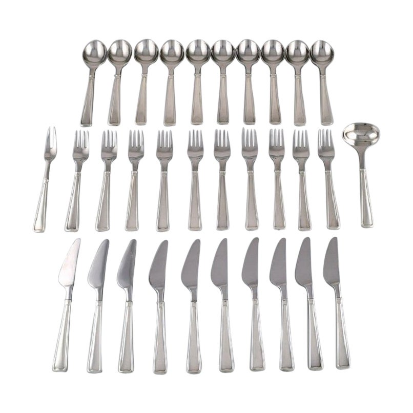 Raro servizio di posate Georg Jensen Koppel, servizio da tavola in argento per 10 persone.