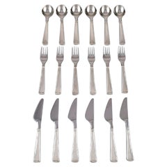 Rare Georg Jensen Koppel Cutlery. Lunch Service in Sterling Silver for Six P