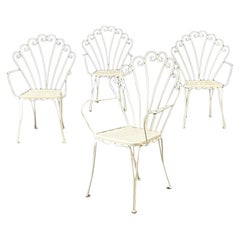 Used Italian Mid-Century Modern Garden Chairs in White Wrought Iron, 1960s